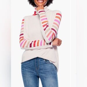 NIC+ZOE Stripes Aside Vital Turtleneck Sweater with Multicolor Stripes, Size XL